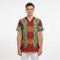 Hawai'i Paniolo Maile Twisted Lei Scrub Top Hilo Royal Red