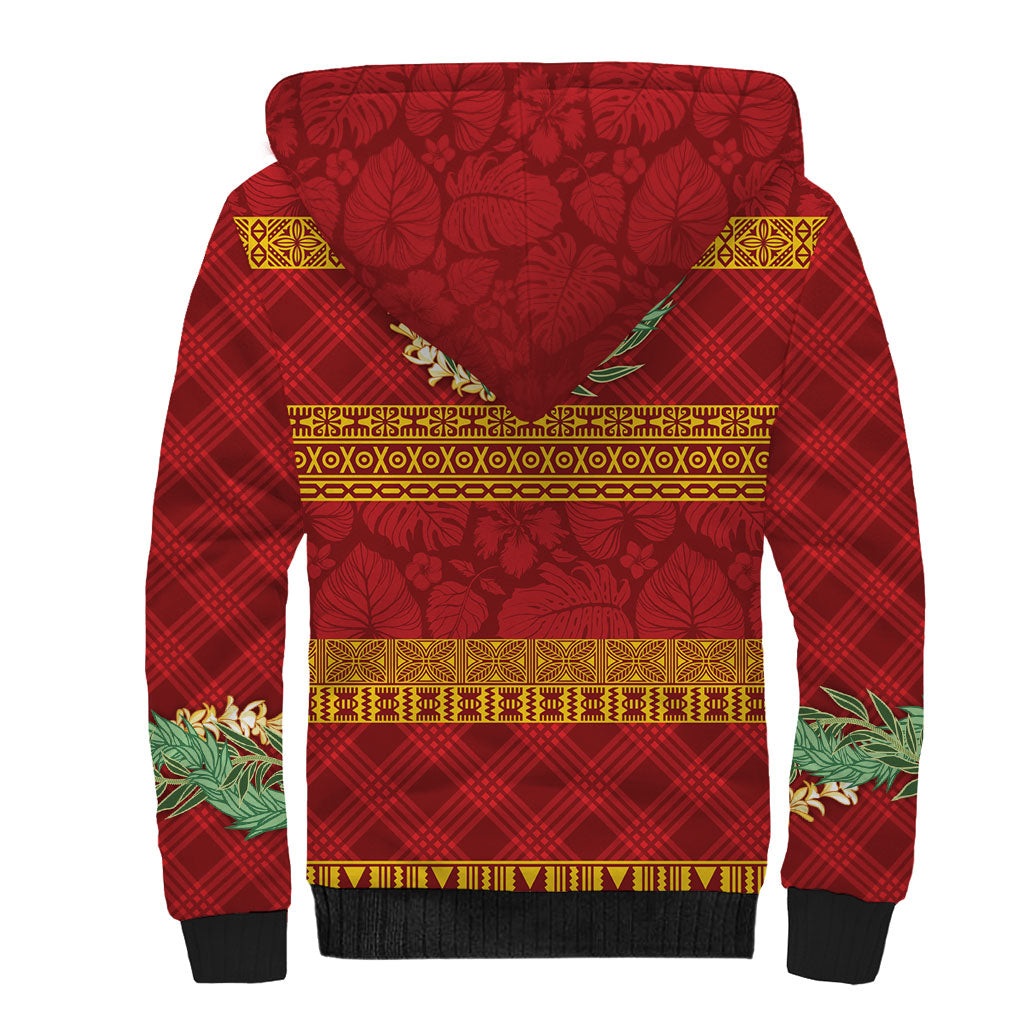 Hawai'i Paniolo Maile Twisted Lei Sherpa Hoodie Hilo Royal Red