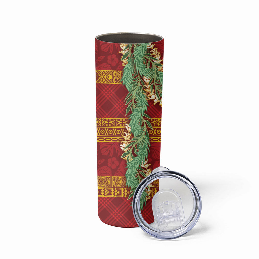 Hawai'i Paniolo Maile Twisted Lei Skinny Tumbler Hilo Royal Red