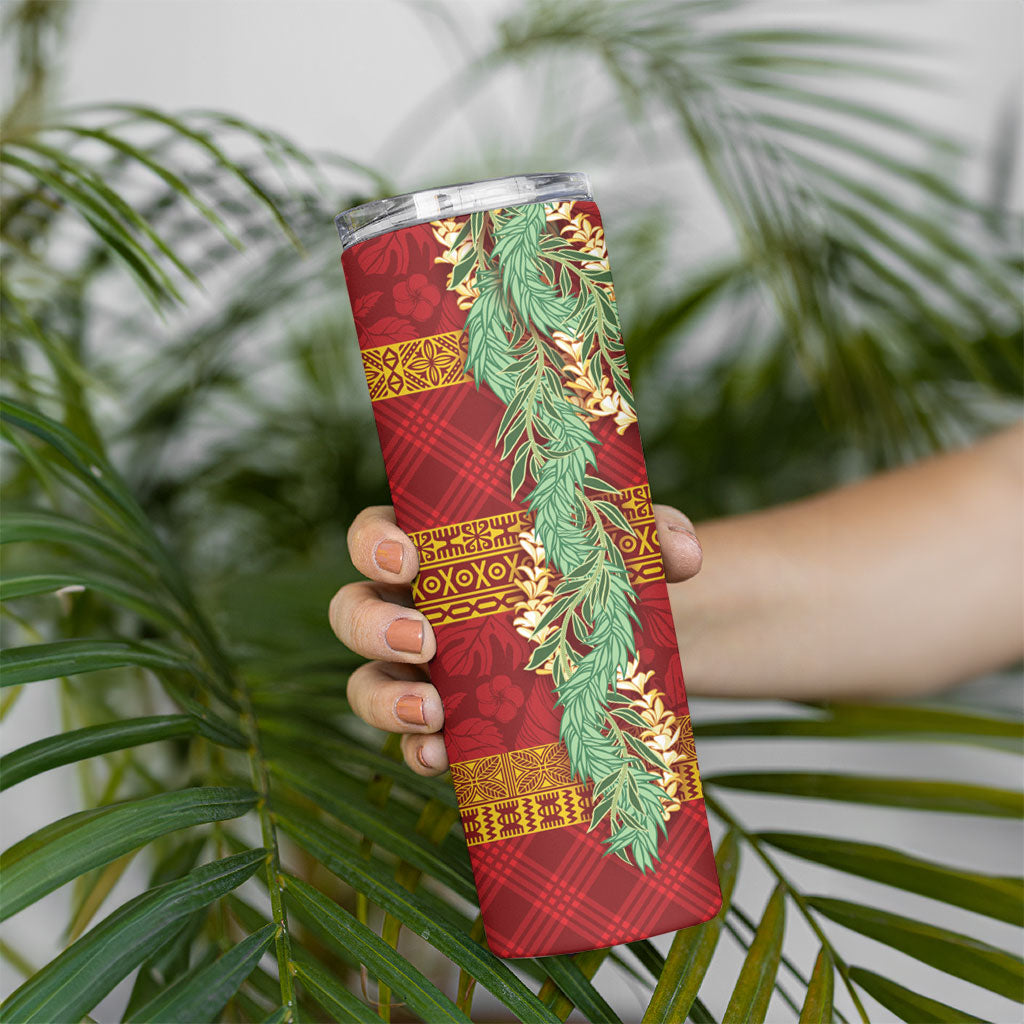 Hawai'i Paniolo Maile Twisted Lei Skinny Tumbler Hilo Royal Red
