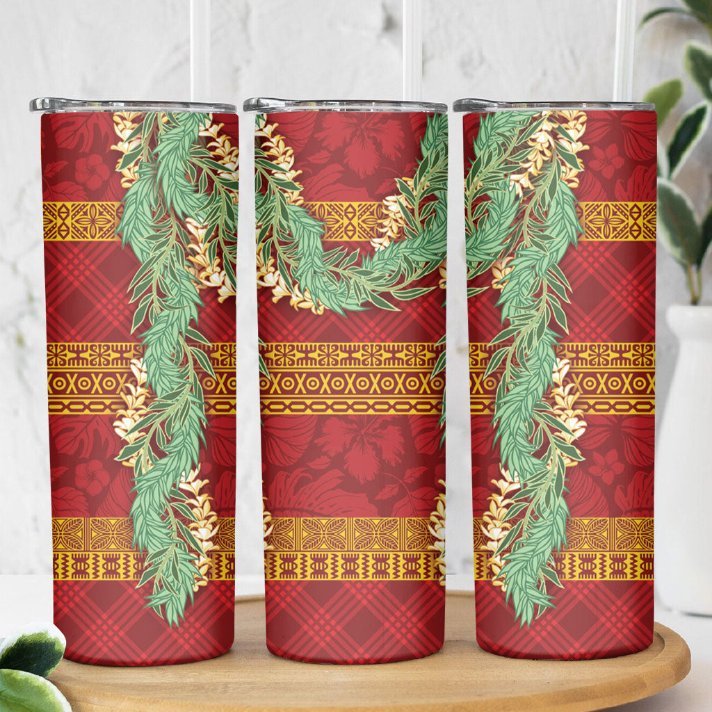 Hawai'i Paniolo Maile Twisted Lei Skinny Tumbler Hilo Royal Red