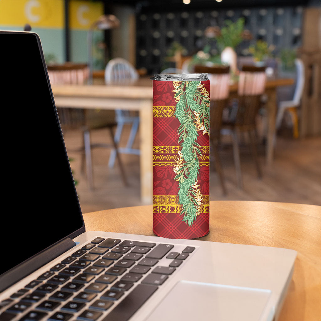 Hawai'i Paniolo Maile Twisted Lei Skinny Tumbler Hilo Royal Red