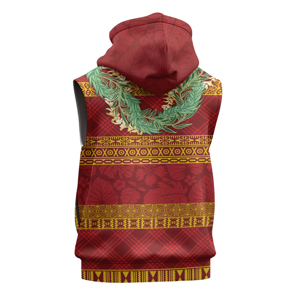 Hawai'i Paniolo Maile Twisted Lei Sleeveless Zip Hoodie Hilo Royal Red