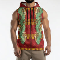 Hawai'i Paniolo Maile Twisted Lei Sleeveless Zip Hoodie Hilo Royal Red