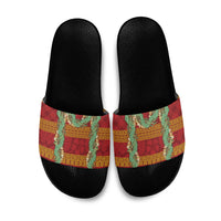 Hawai'i Paniolo Maile Twisted Lei Slide Sandals Hilo Royal Red