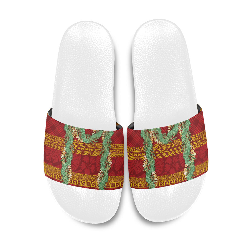 Hawai'i Paniolo Maile Twisted Lei Slide Sandals Hilo Royal Red
