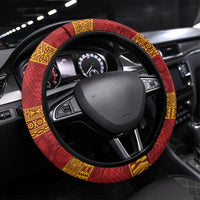 Hawai'i Paniolo Maile Twisted Lei Steering Wheel Cover Hilo Royal Red LT7 Universal Fit Red - Polynesian Pride