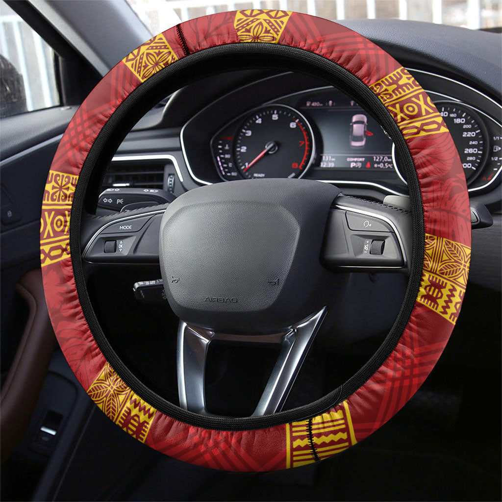 Hawai'i Paniolo Maile Twisted Lei Steering Wheel Cover Hilo Royal Red LT7 - Polynesian Pride