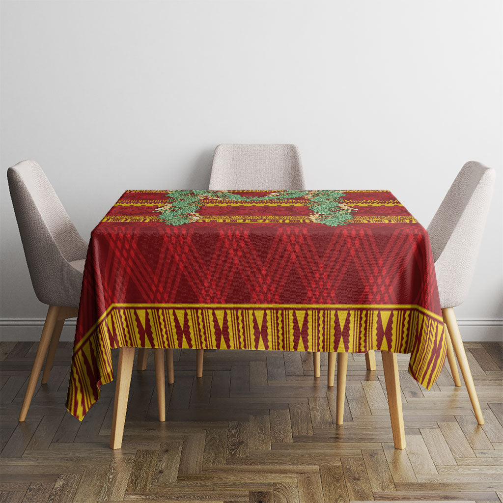 Hawai'i Paniolo Maile Twisted Lei Tablecloth Hilo Royal Red