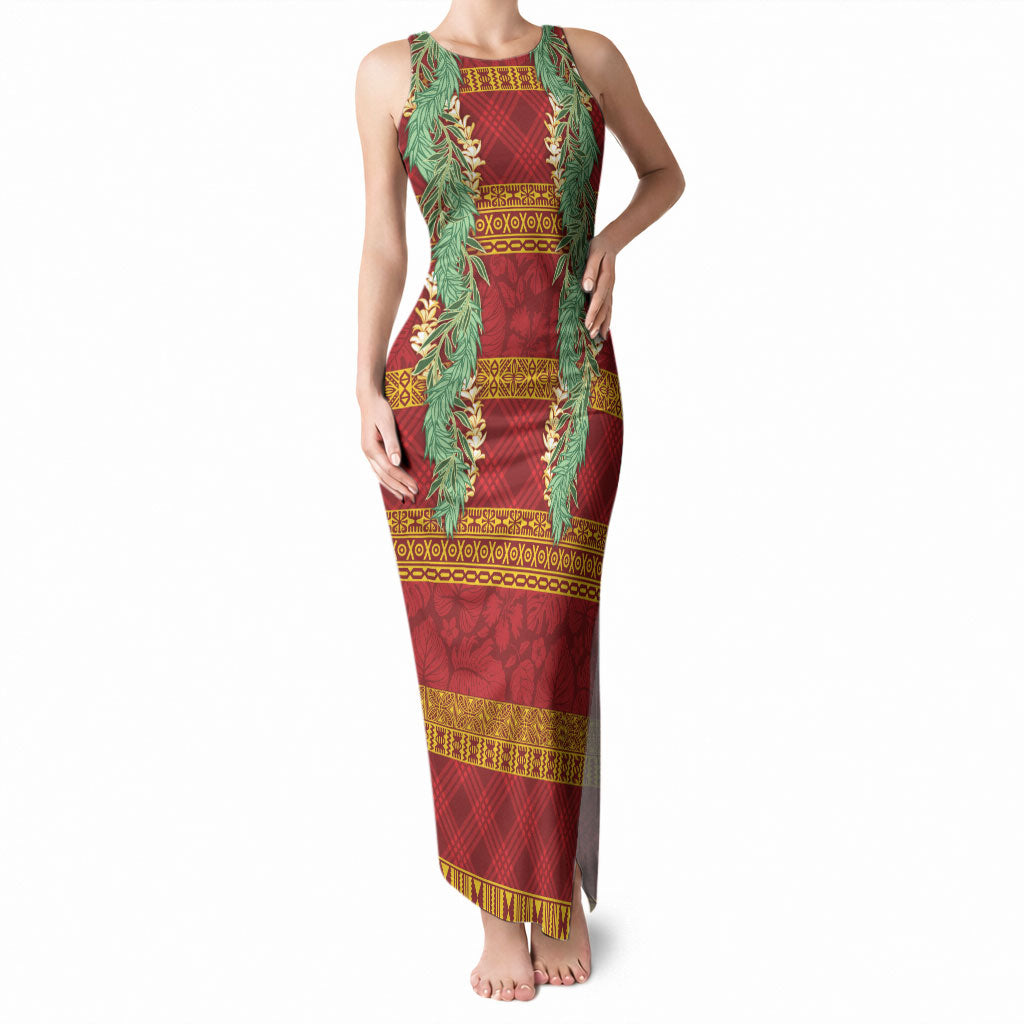 Hawai'i Paniolo Maile Twisted Lei Tank Maxi Dress Hilo Royal Red
