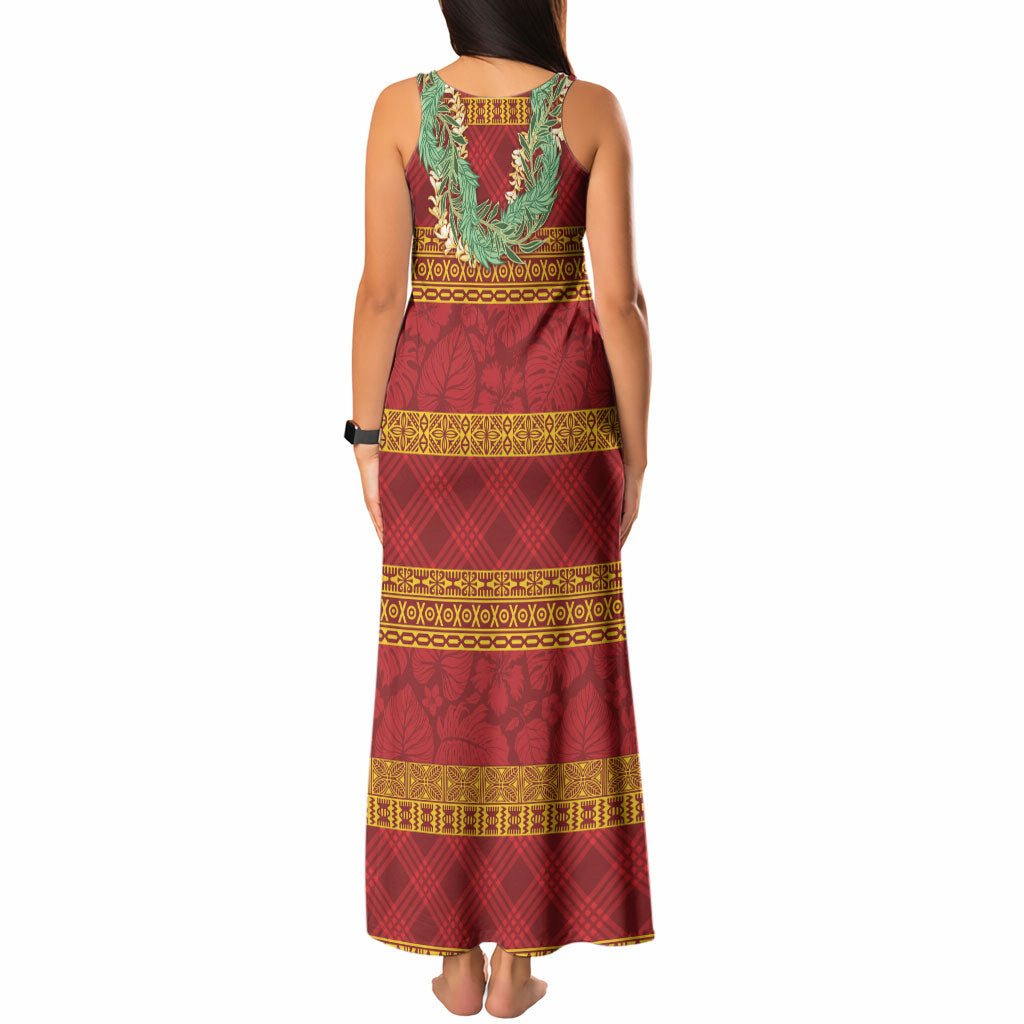 Hawai'i Paniolo Maile Twisted Lei Tank Maxi Dress Hilo Royal Red