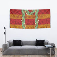 Hawai'i Paniolo Maile Twisted Lei Tapestry Hilo Royal Red