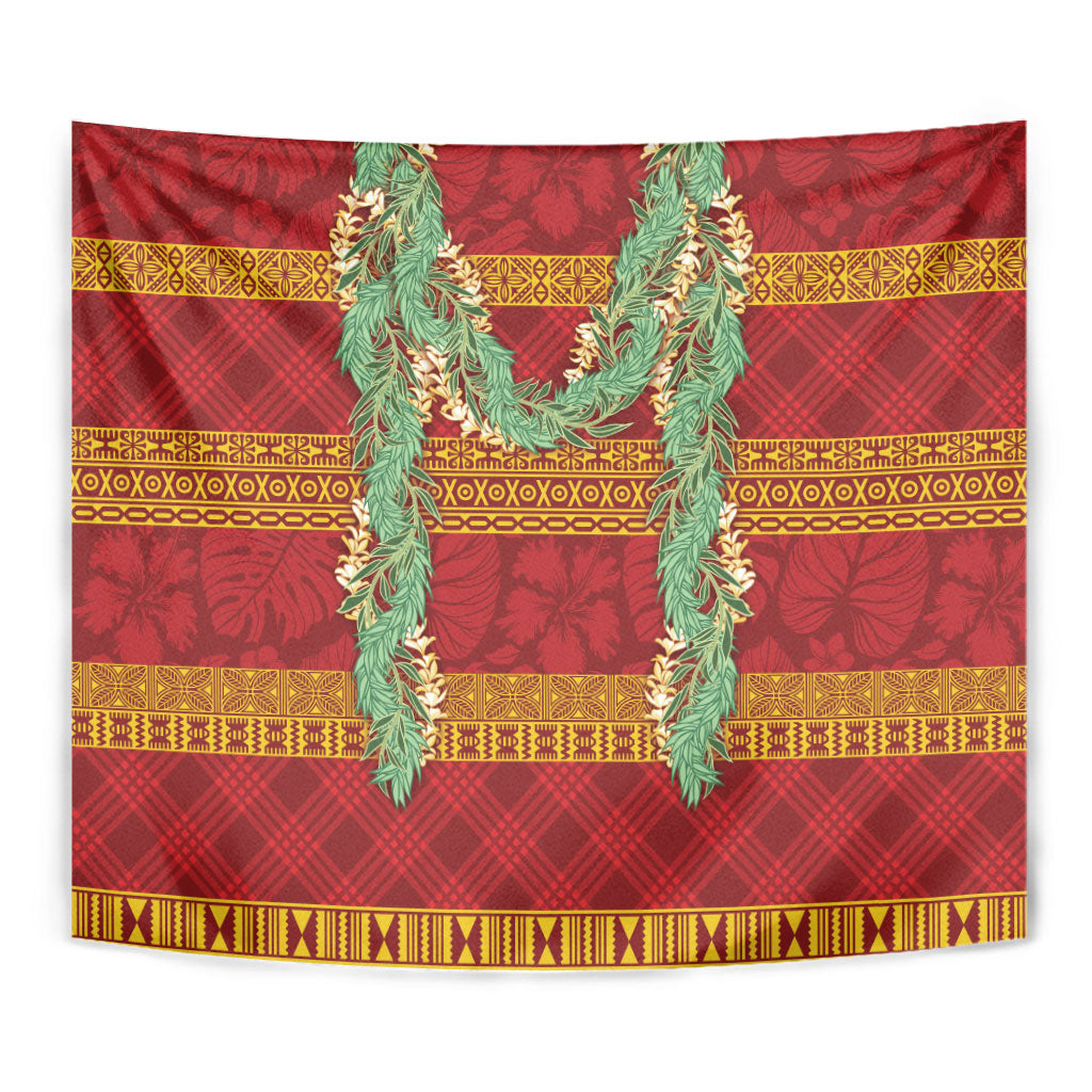 Hawai'i Paniolo Maile Twisted Lei Tapestry Hilo Royal Red