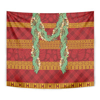 Hawai'i Paniolo Maile Twisted Lei Tapestry Hilo Royal Red
