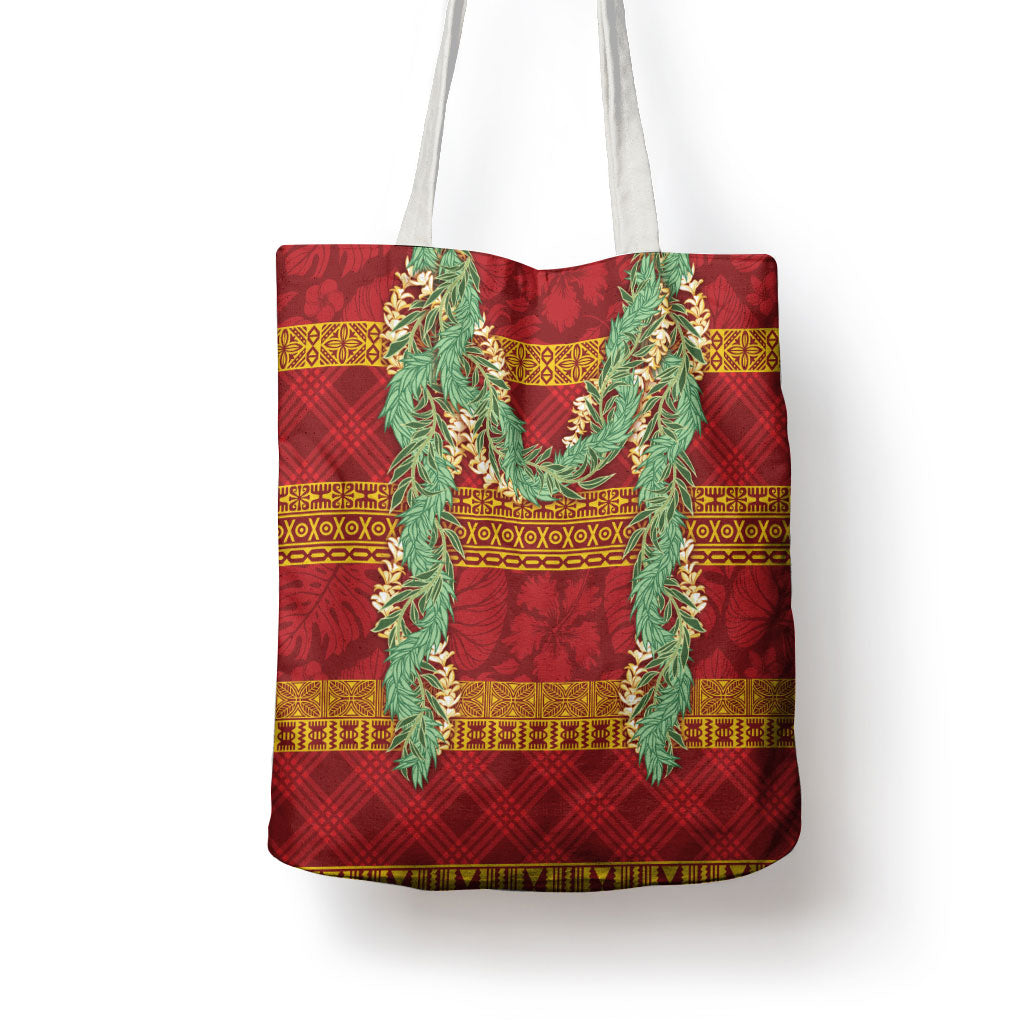 Hawai'i Paniolo Maile Twisted Lei Tote Bag Hilo Royal Red LT7 - Polynesian Pride