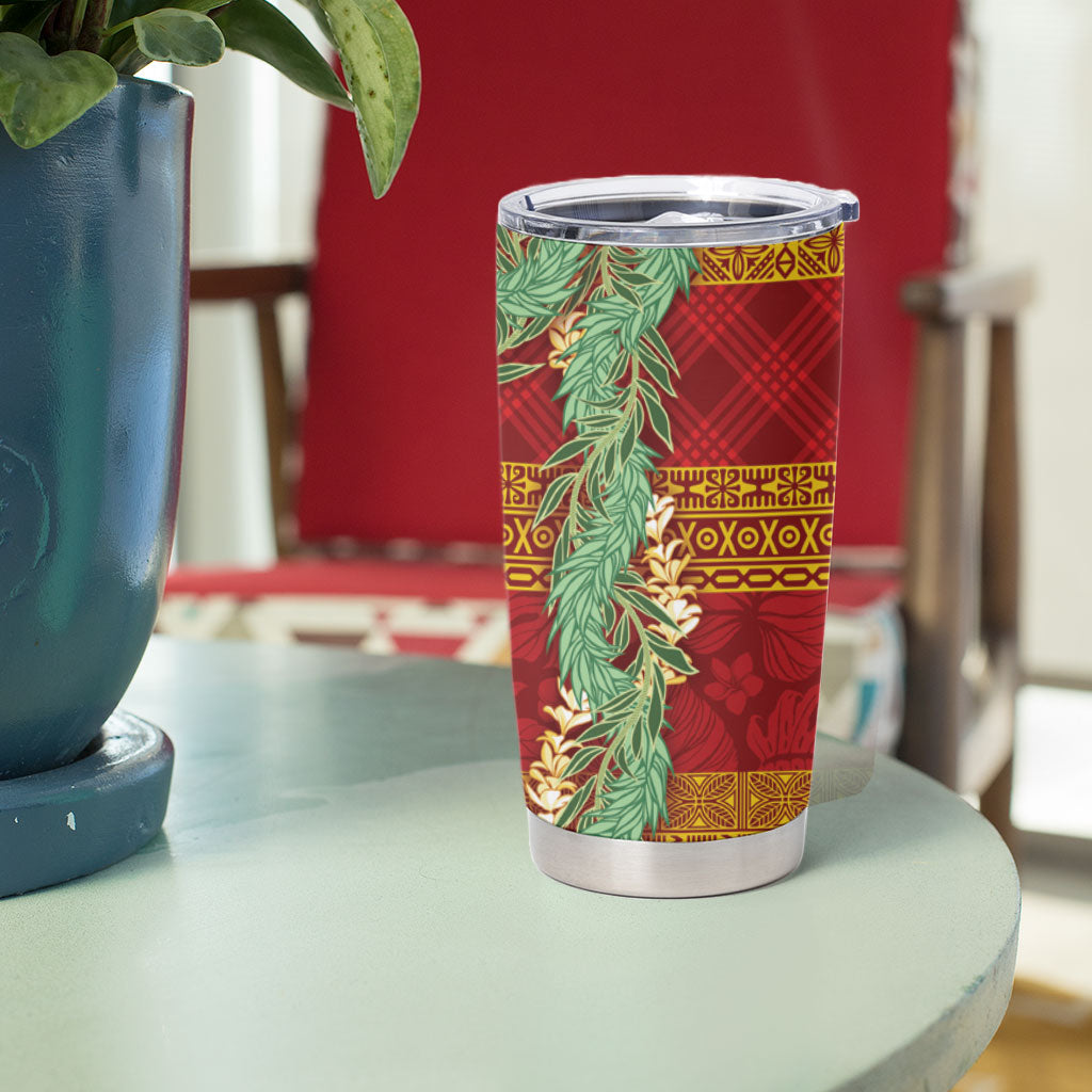 Hawai'i Paniolo Maile Twisted Lei Tumbler Cup Hilo Royal Red