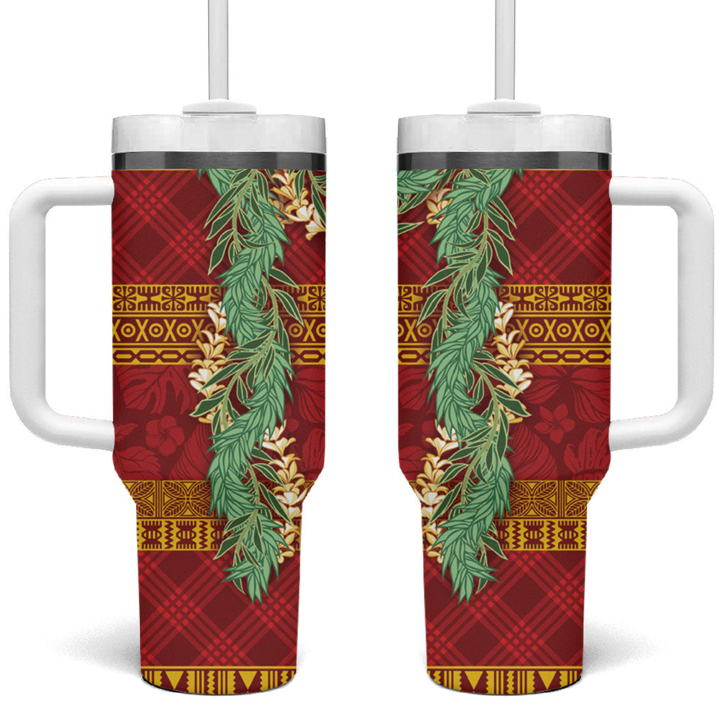 Hawai'i Paniolo Maile Twisted Lei Tumbler With Handle Hilo Royal Red