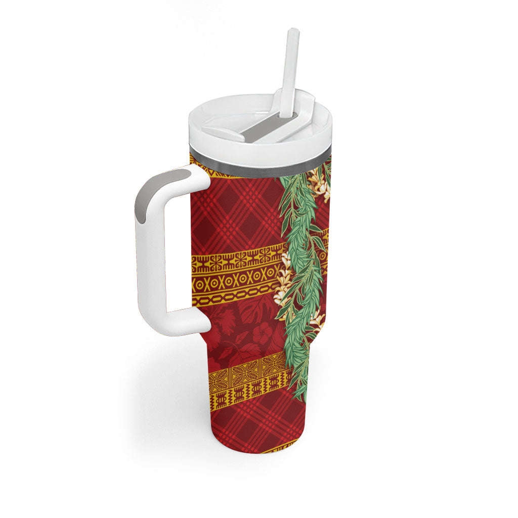 Hawai'i Paniolo Maile Twisted Lei Tumbler With Handle Hilo Royal Red