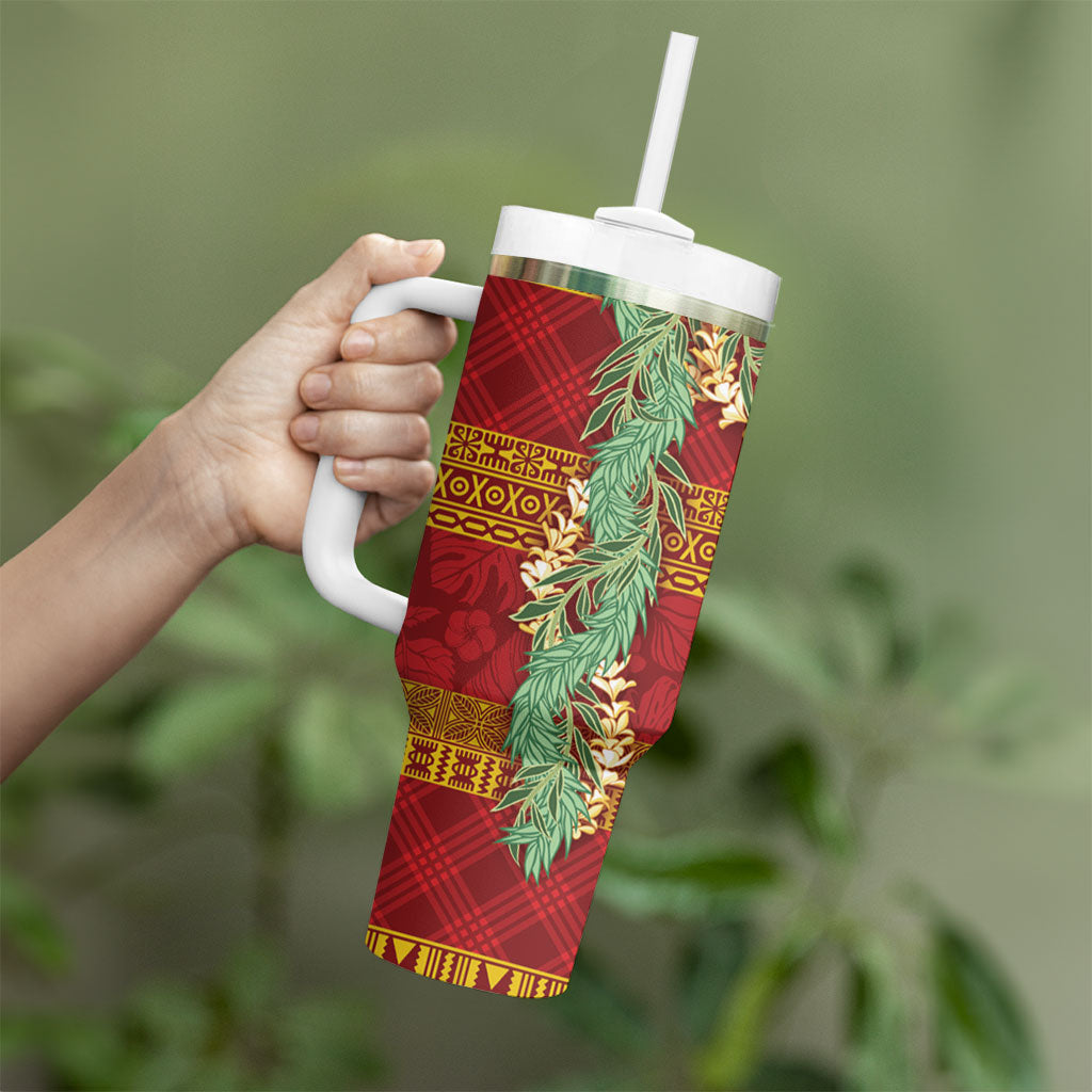 Hawai'i Paniolo Maile Twisted Lei Tumbler With Handle Hilo Royal Red
