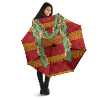 Hawai'i Paniolo Maile Twisted Lei Umbrella Hilo Royal Red