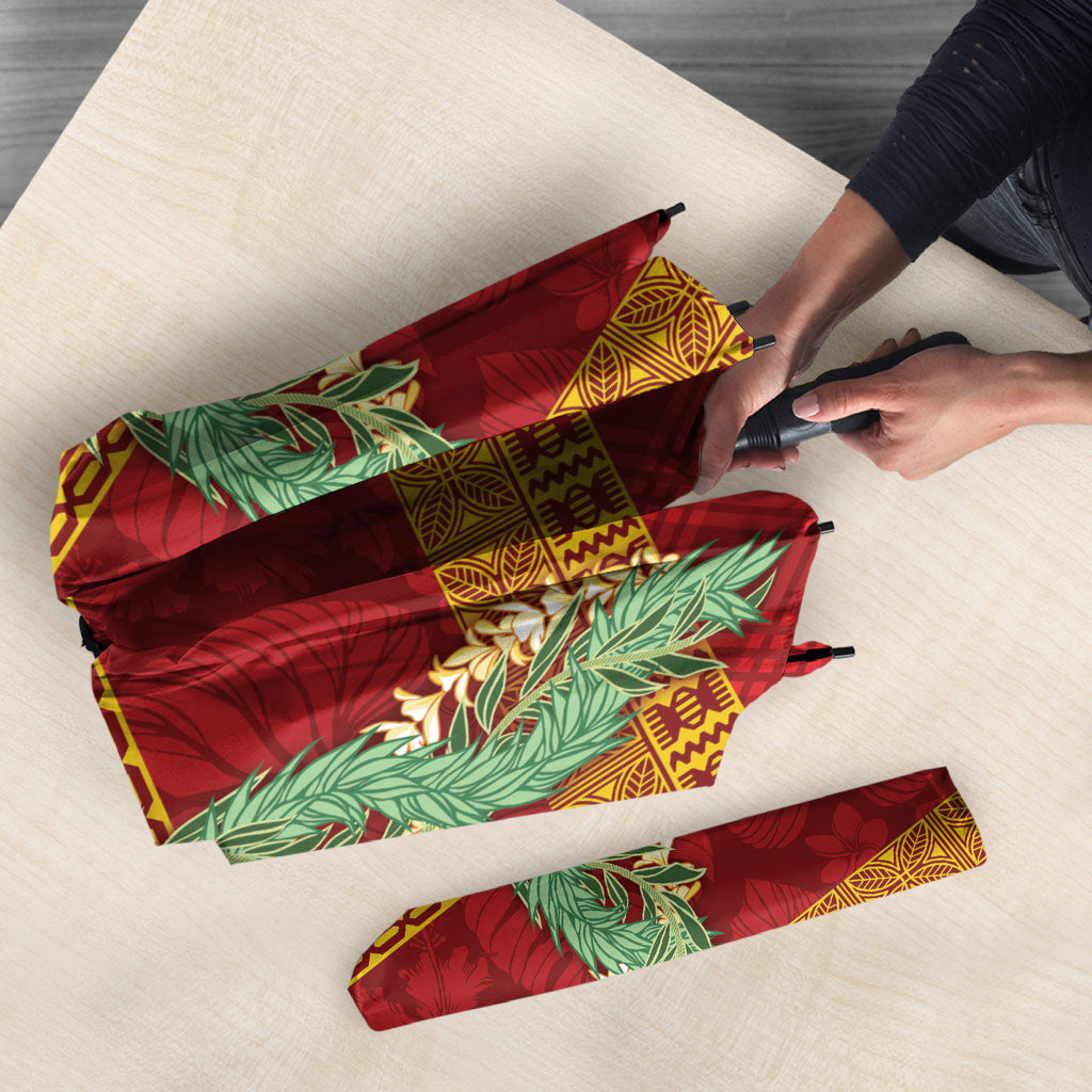 Hawai'i Paniolo Maile Twisted Lei Umbrella Hilo Royal Red