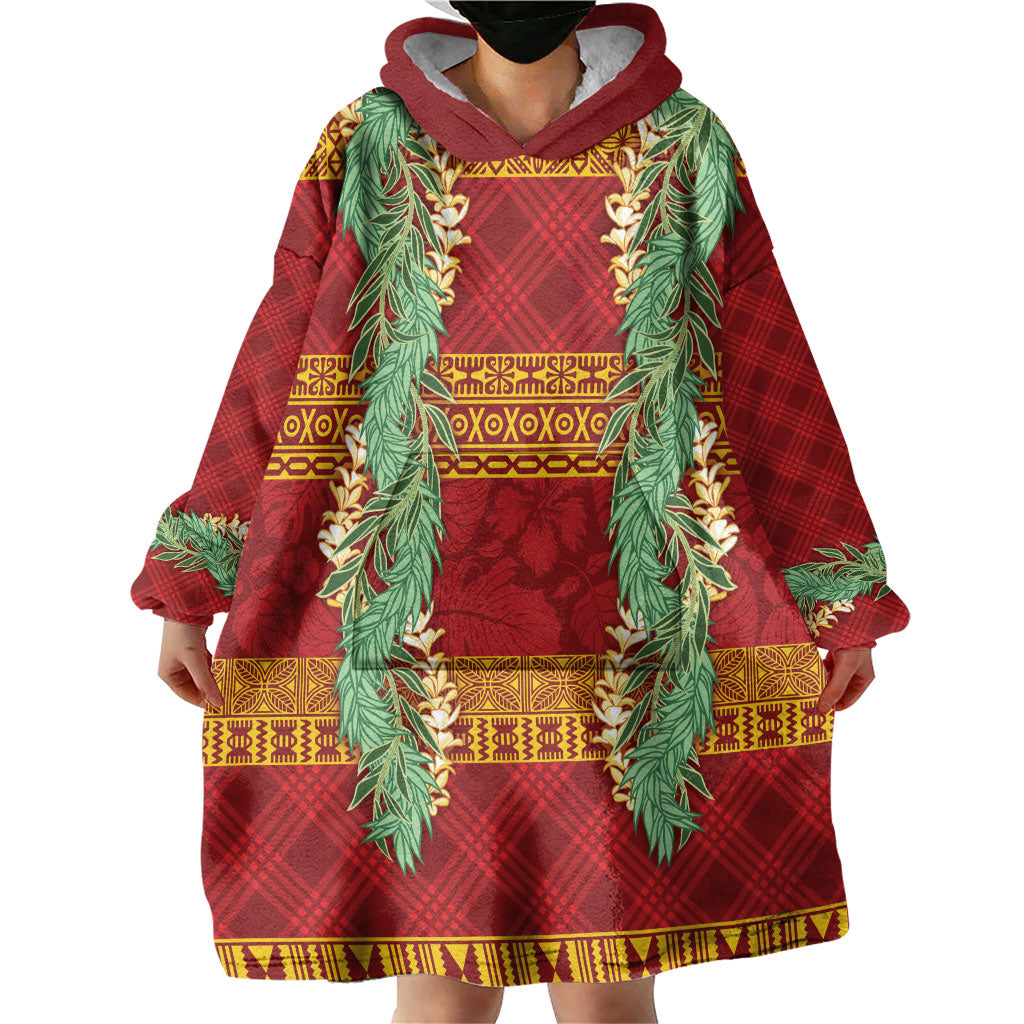 Hawai'i Paniolo Maile Twisted Lei Wearable Blanket Hoodie Hilo Royal Red