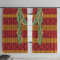 Hawai'i Paniolo Maile Twisted Lei Window Curtain Hilo Royal Red