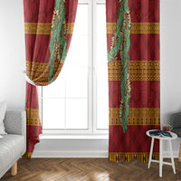 Hawai'i Paniolo Maile Twisted Lei Window Curtain Hilo Royal Red