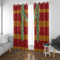 Hawai'i Paniolo Maile Twisted Lei Window Curtain Hilo Royal Red