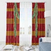 Hawai'i Paniolo Maile Twisted Lei Window Curtain Hilo Royal Red