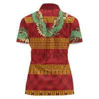 Hawai'i Paniolo Maile Twisted Lei Women Polo Shirt Hilo Royal Red