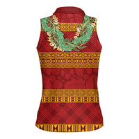 Hawai'i Paniolo Maile Twisted Lei Women Sleeveless Polo Shirt Hilo Royal Red