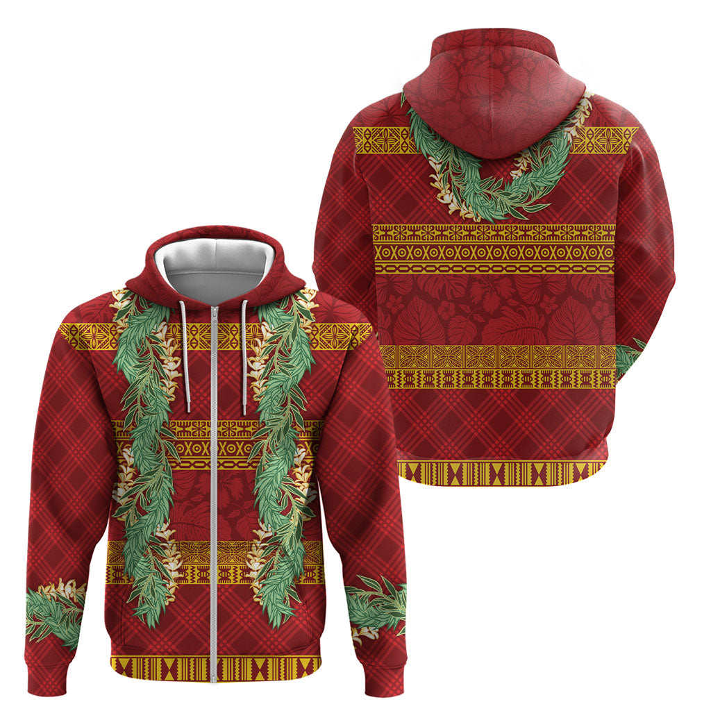 Hawai'i Paniolo Maile Twisted Lei Zip Hoodie Hilo Royal Red
