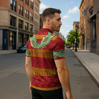Hawai'i Paniolo Maile Twisted Lei Zipper Polo Shirt Hilo Royal Red