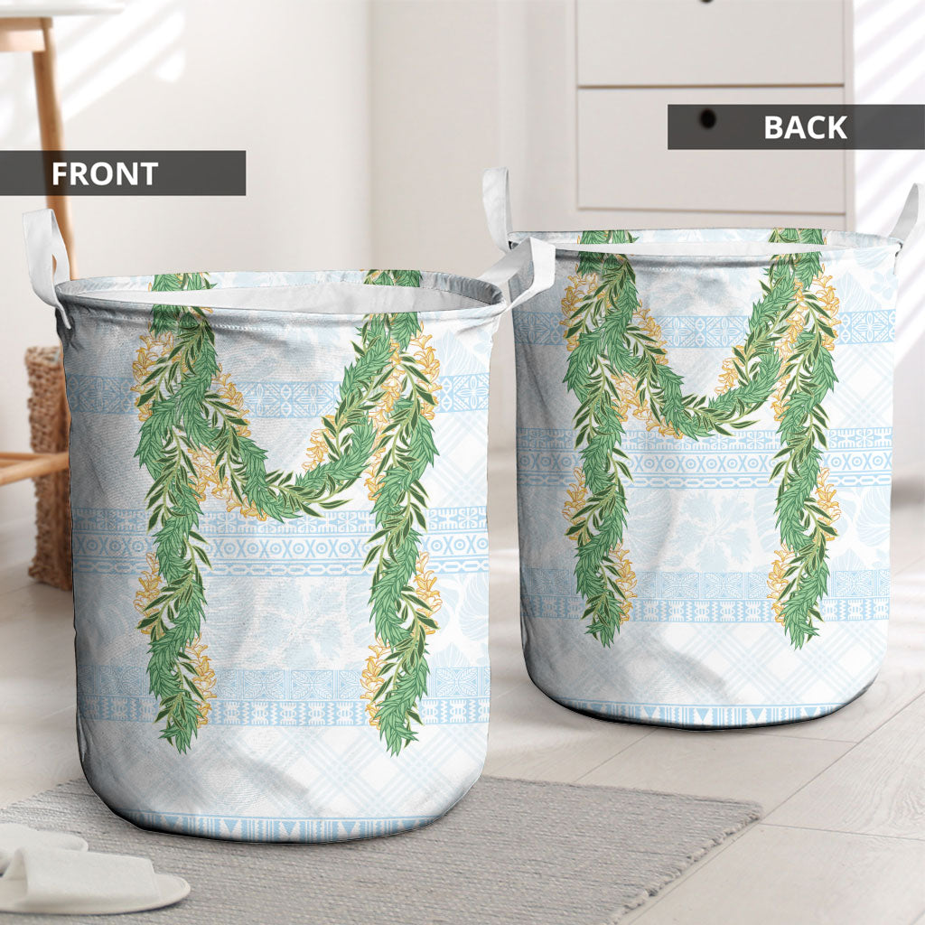 Hawai'i Paniolo Maile Twisted Lei Laundry Basket Winter White