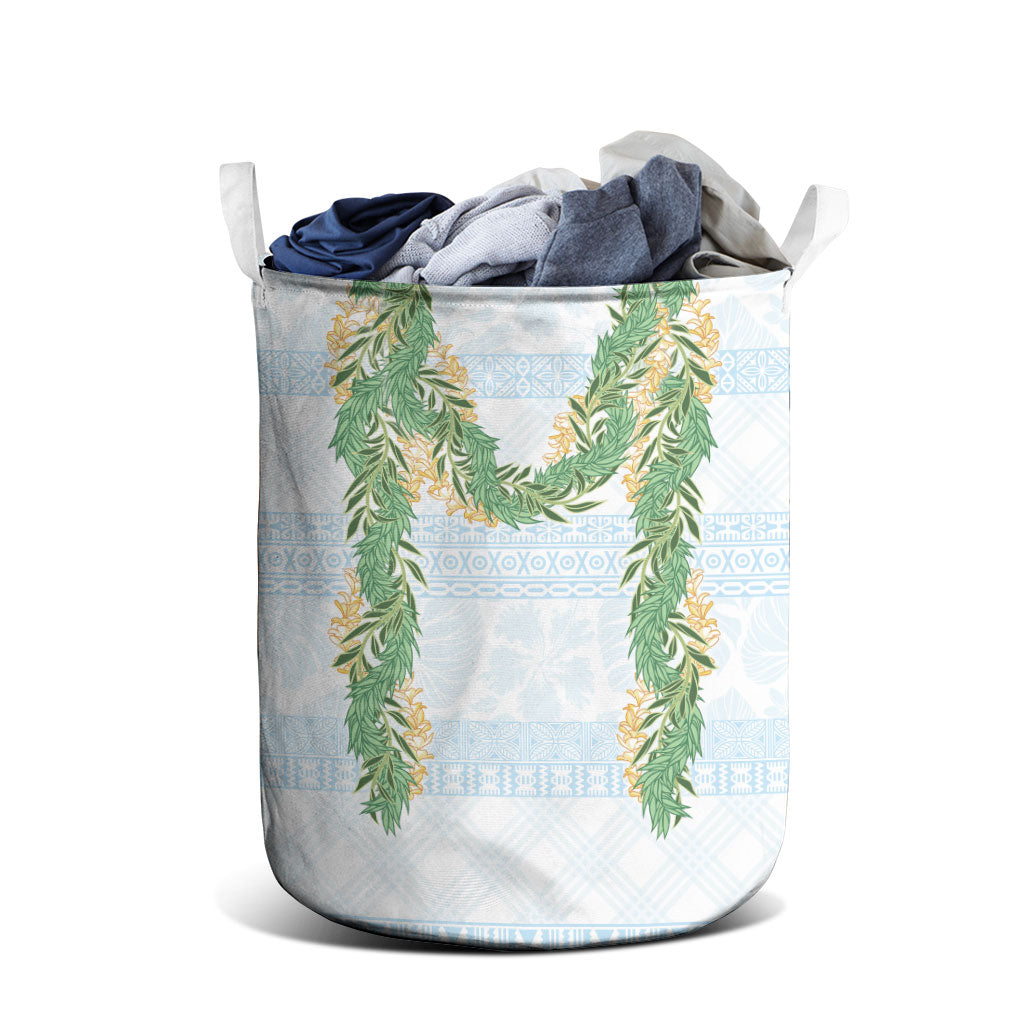 Hawai'i Paniolo Maile Twisted Lei Laundry Basket Winter White