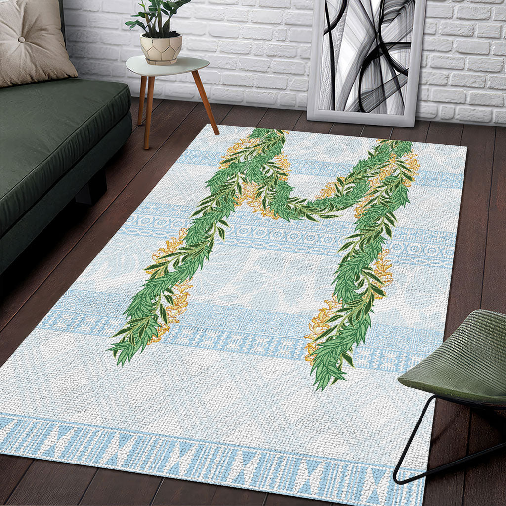 Hawai'i Paniolo Maile Twisted Lei Area Rug Winter White
