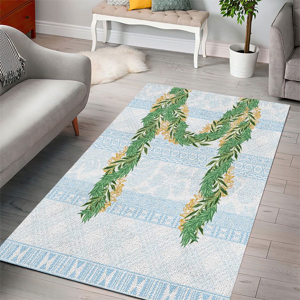 Hawai'i Paniolo Maile Twisted Lei Area Rug Winter White