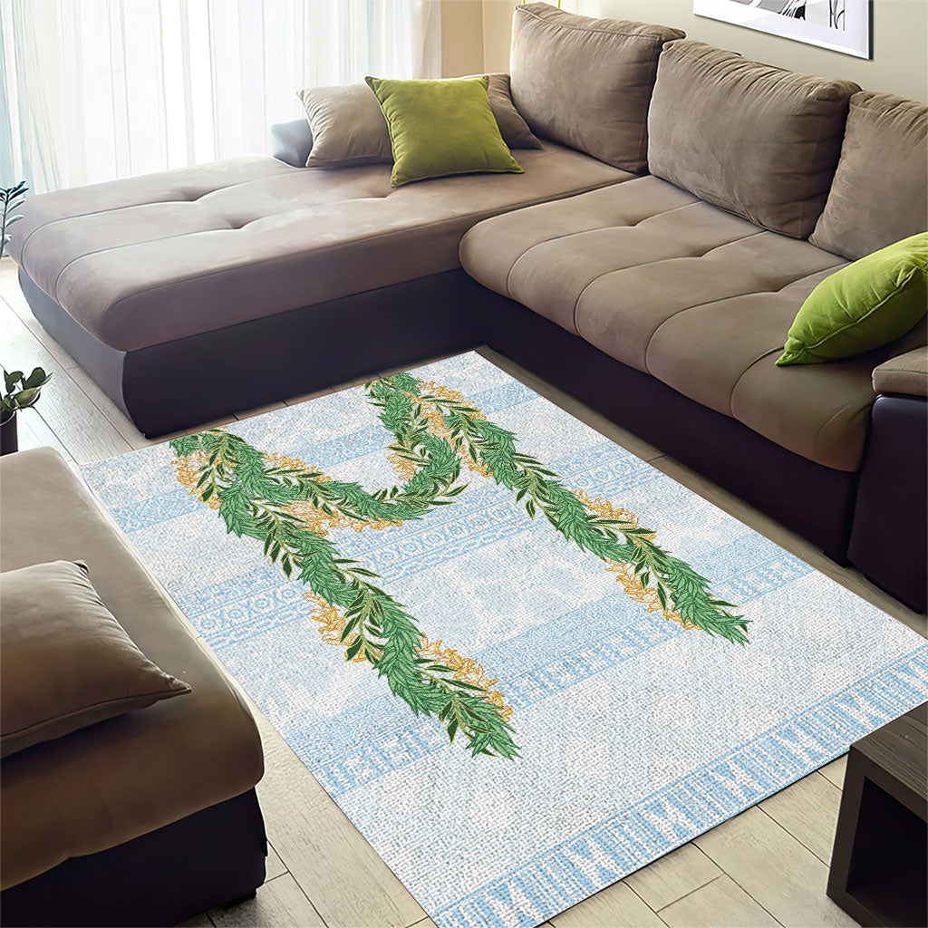 Hawai'i Paniolo Maile Twisted Lei Area Rug Winter White