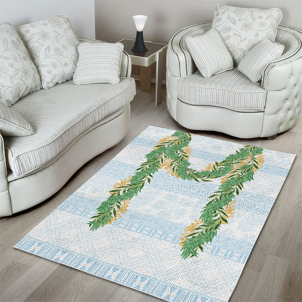 Hawai'i Paniolo Maile Twisted Lei Area Rug Winter White