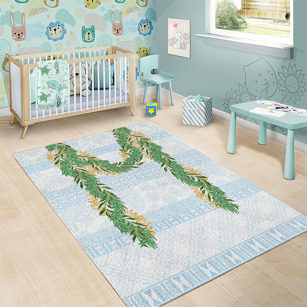 Hawai'i Paniolo Maile Twisted Lei Area Rug Winter White