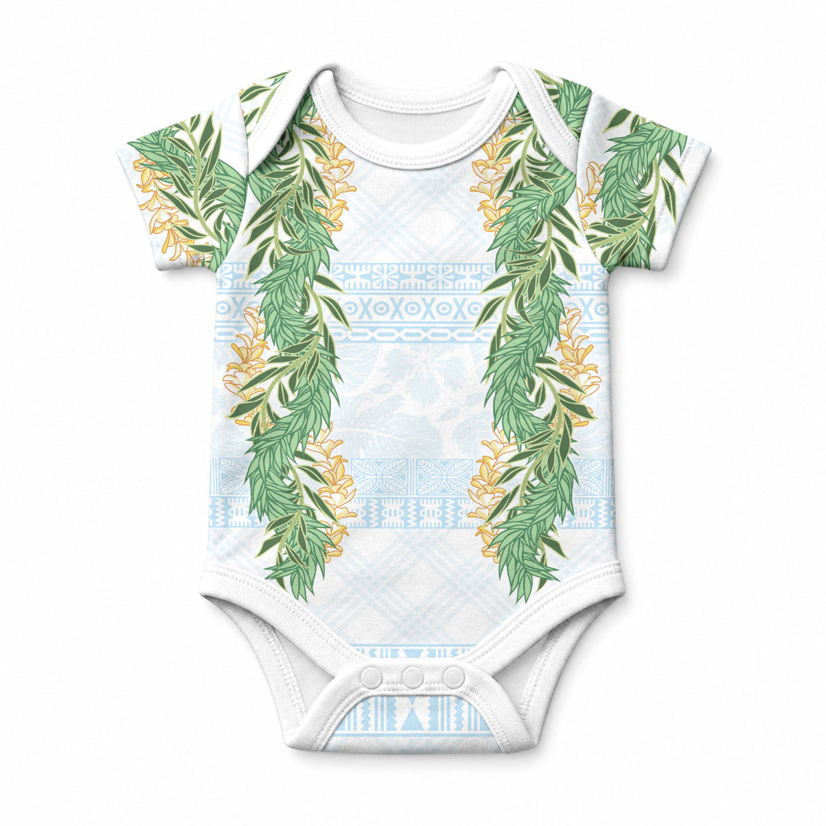 Hawai'i Paniolo Maile Twisted Lei Baby Onesie Winter White