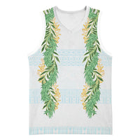 Hawai'i Paniolo Maile Twisted Lei Basketball Jersey Winter White LT7 Unisex White - Polynesian Pride