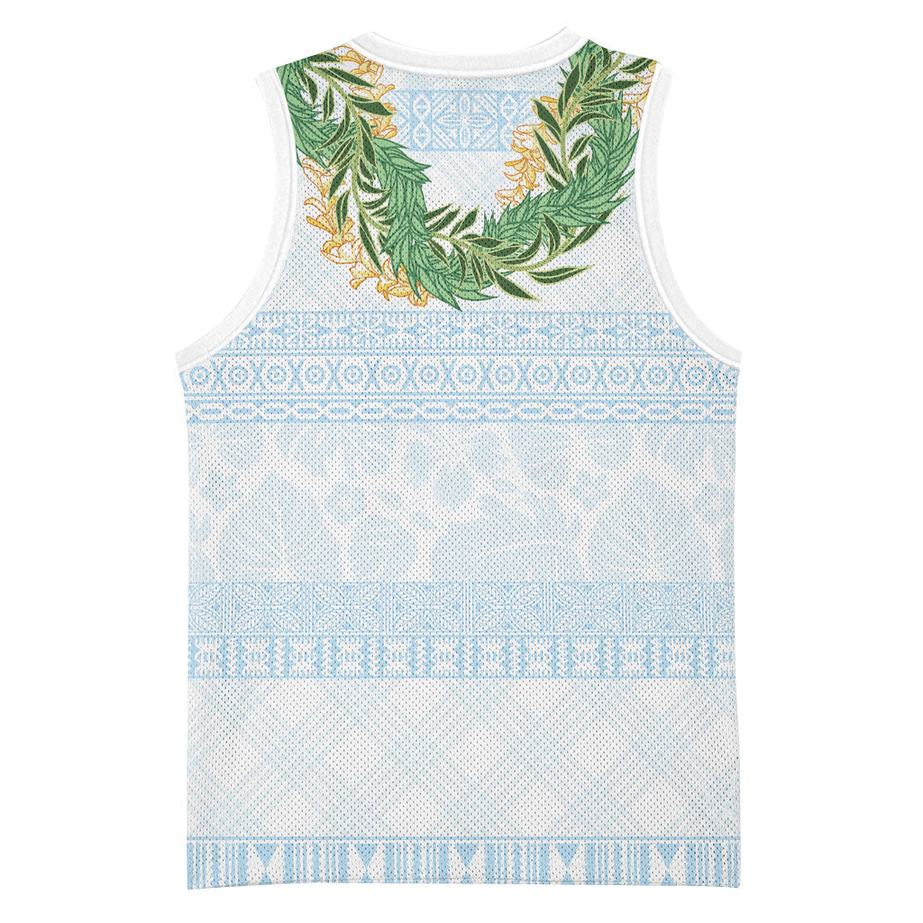 Hawai'i Paniolo Maile Twisted Lei Basketball Jersey Winter White LT7 - Polynesian Pride