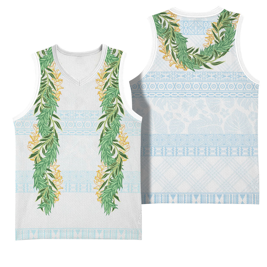 Hawai'i Paniolo Maile Twisted Lei Basketball Jersey Winter White LT7 - Polynesian Pride