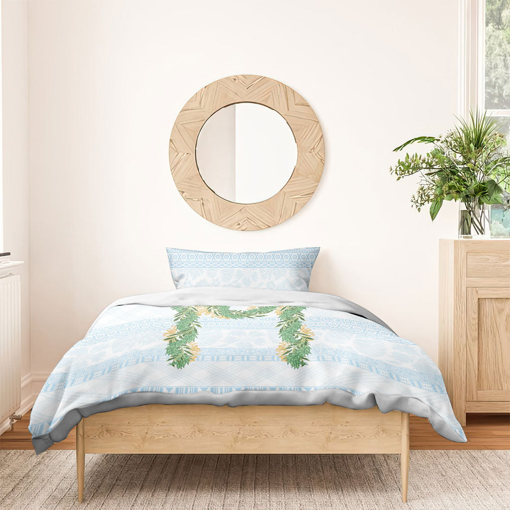 Hawai'i Paniolo Maile Twisted Lei Bedding Set Winter White