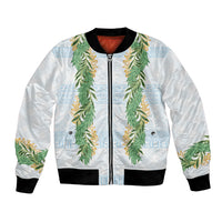 Hawai'i Paniolo Maile Twisted Lei Bomber Jacket Winter White