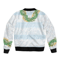 Hawai'i Paniolo Maile Twisted Lei Bomber Jacket Winter White