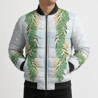 Hawai'i Paniolo Maile Twisted Lei Bomber Puffer Jacket Winter White