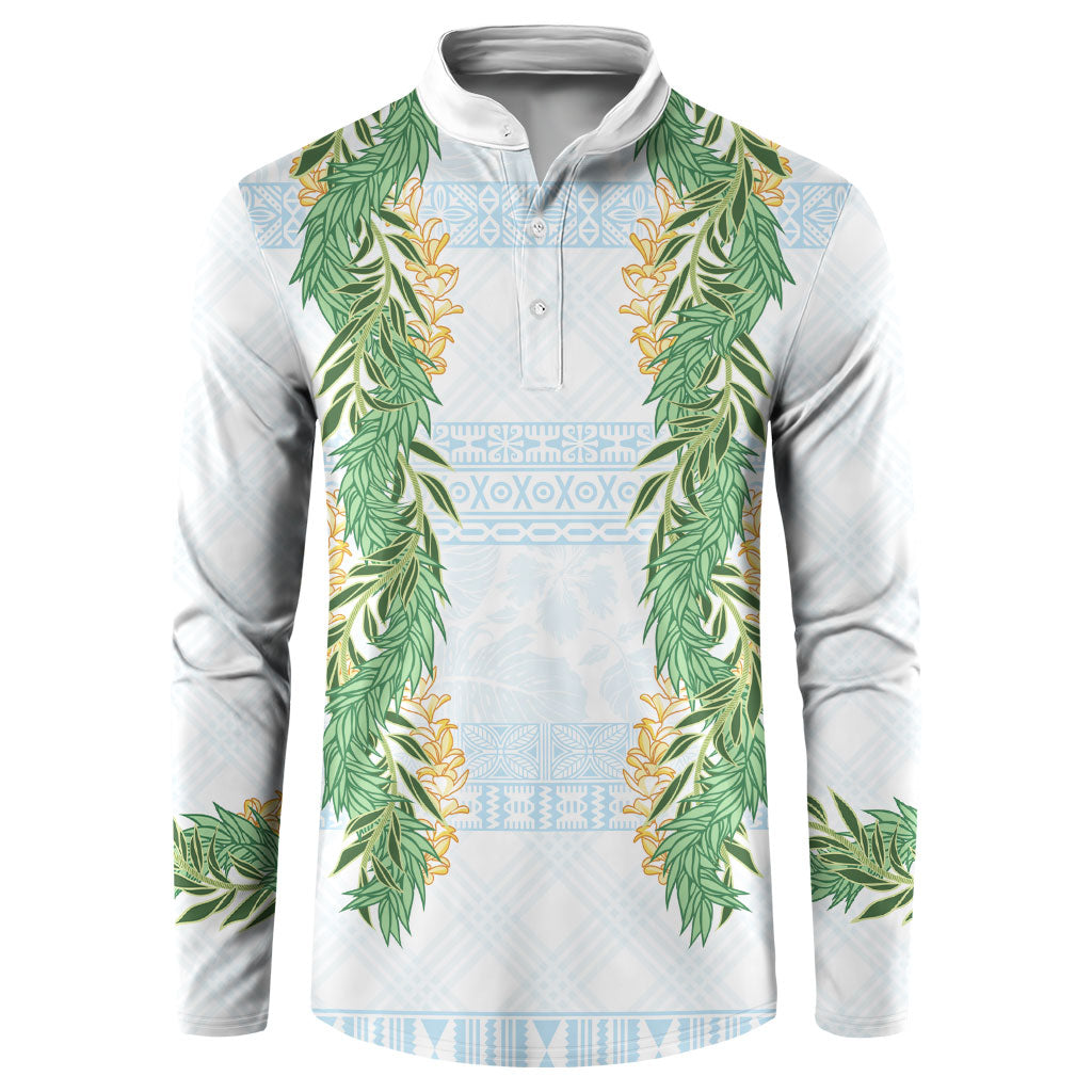 Hawai'i Paniolo Maile Twisted Lei Button Sweatshirt Winter White